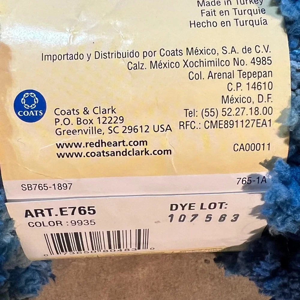 Red Heart 3.5oz Pomp-a-Doodle Yarn Shoreline Blue Super Bulky 6 E765
